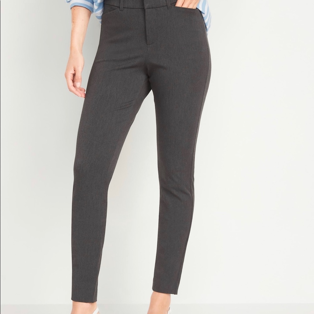 Old Navy Dark Charcoal Grey Pixie Pants Full Length Mid Rise